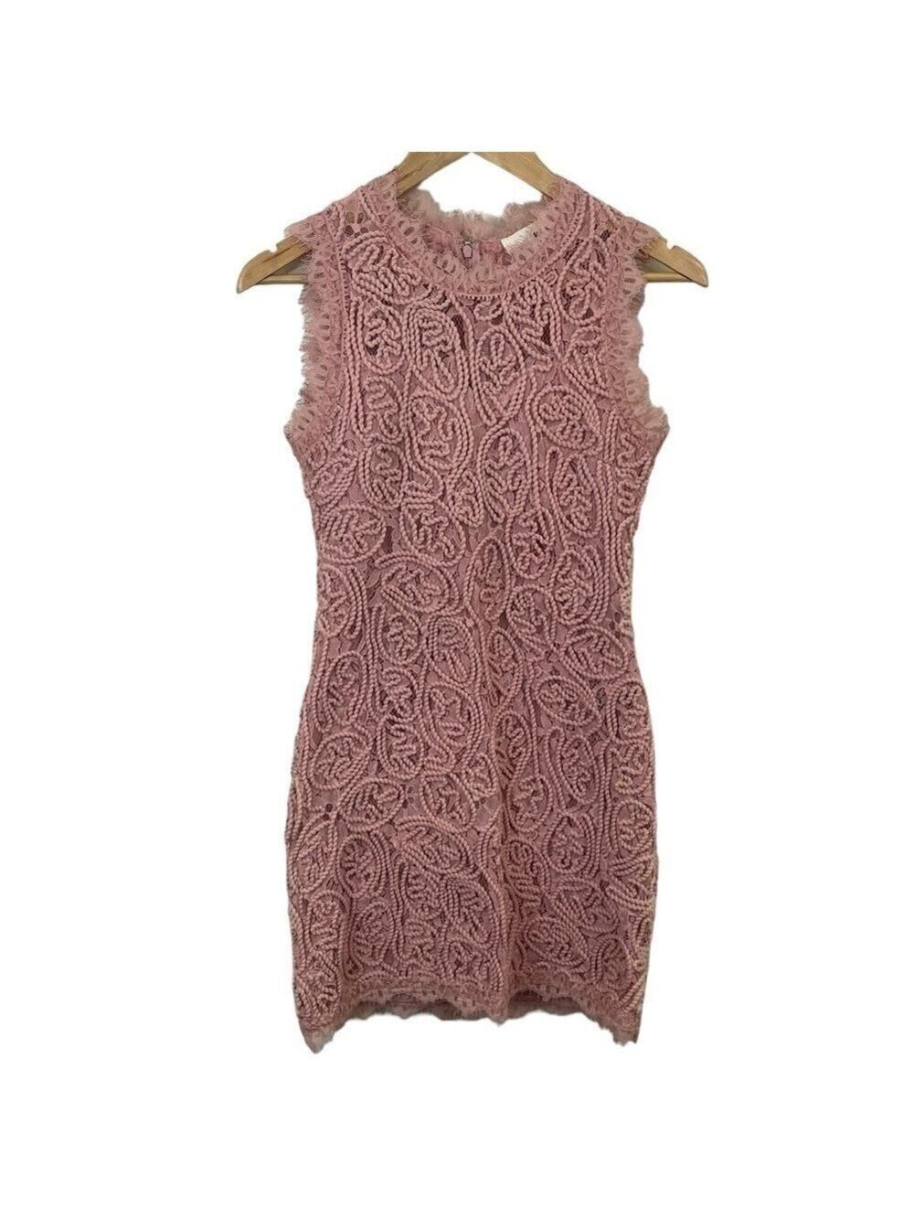 Sans Souci Lace Overlay Dress Sz S Pink Sleeveless Wedding Mini Cute Event Party